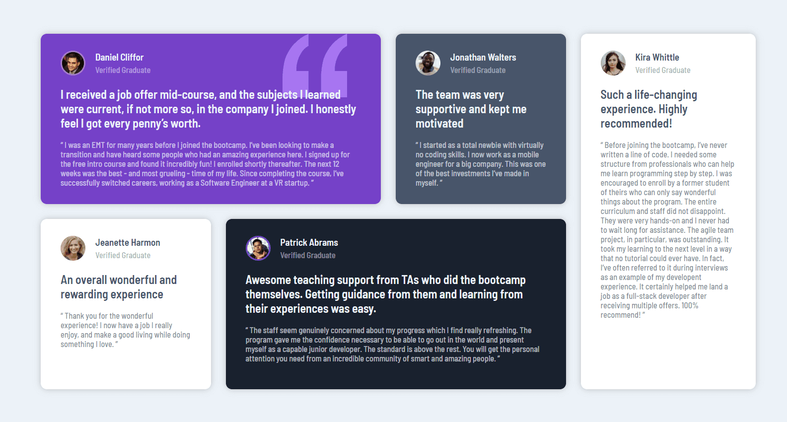 Testimonial Grid Section